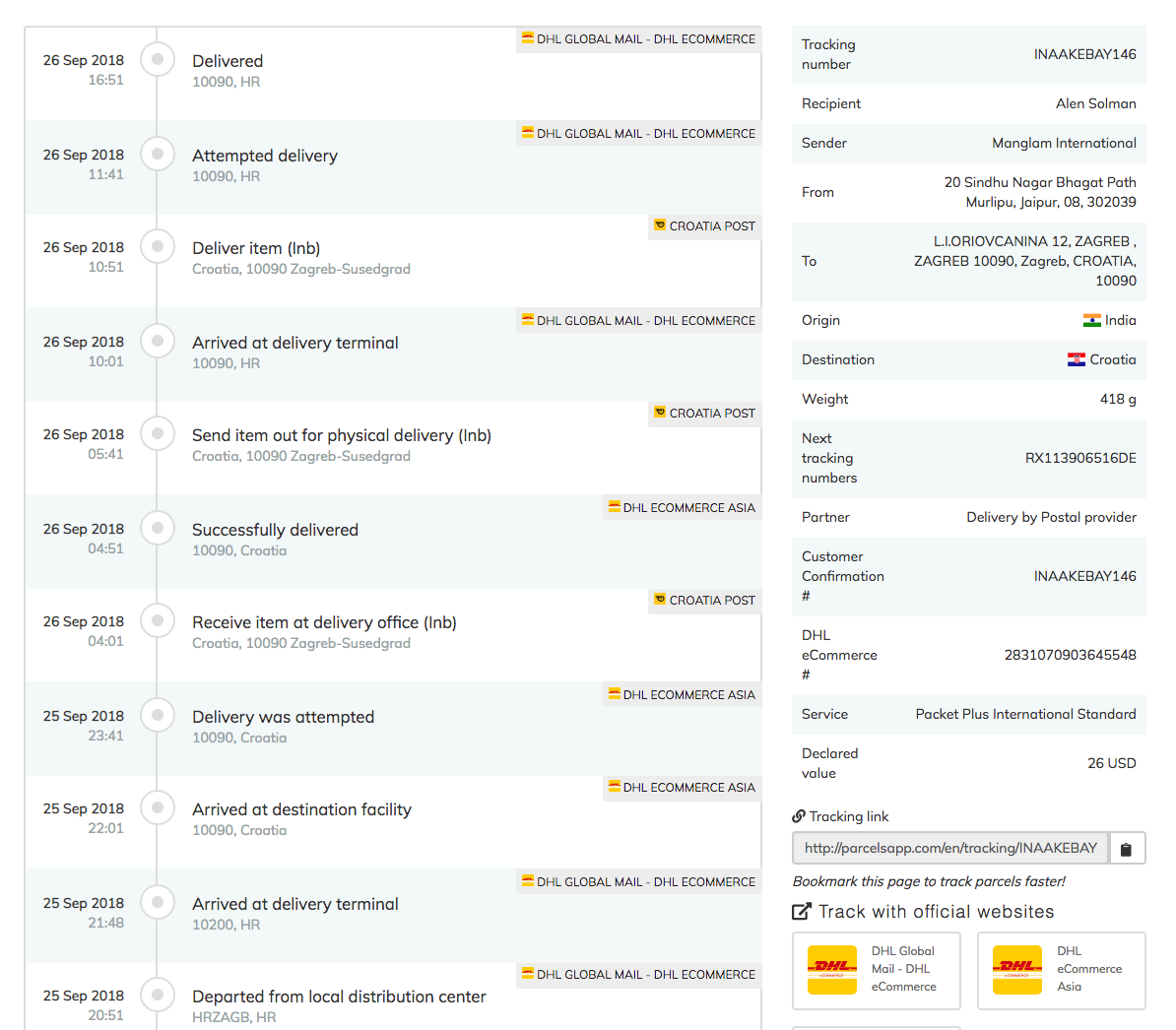 DHL eCommerce Tracking — DHL Global Mail | by Pavel Tisunov | Medium