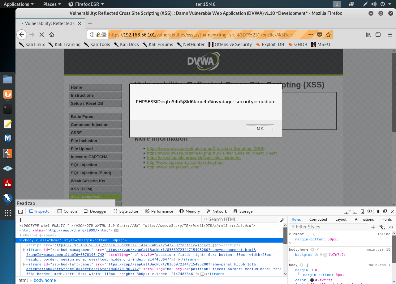 DVWA 1.9+: XSS Stored with OWASP ZAP