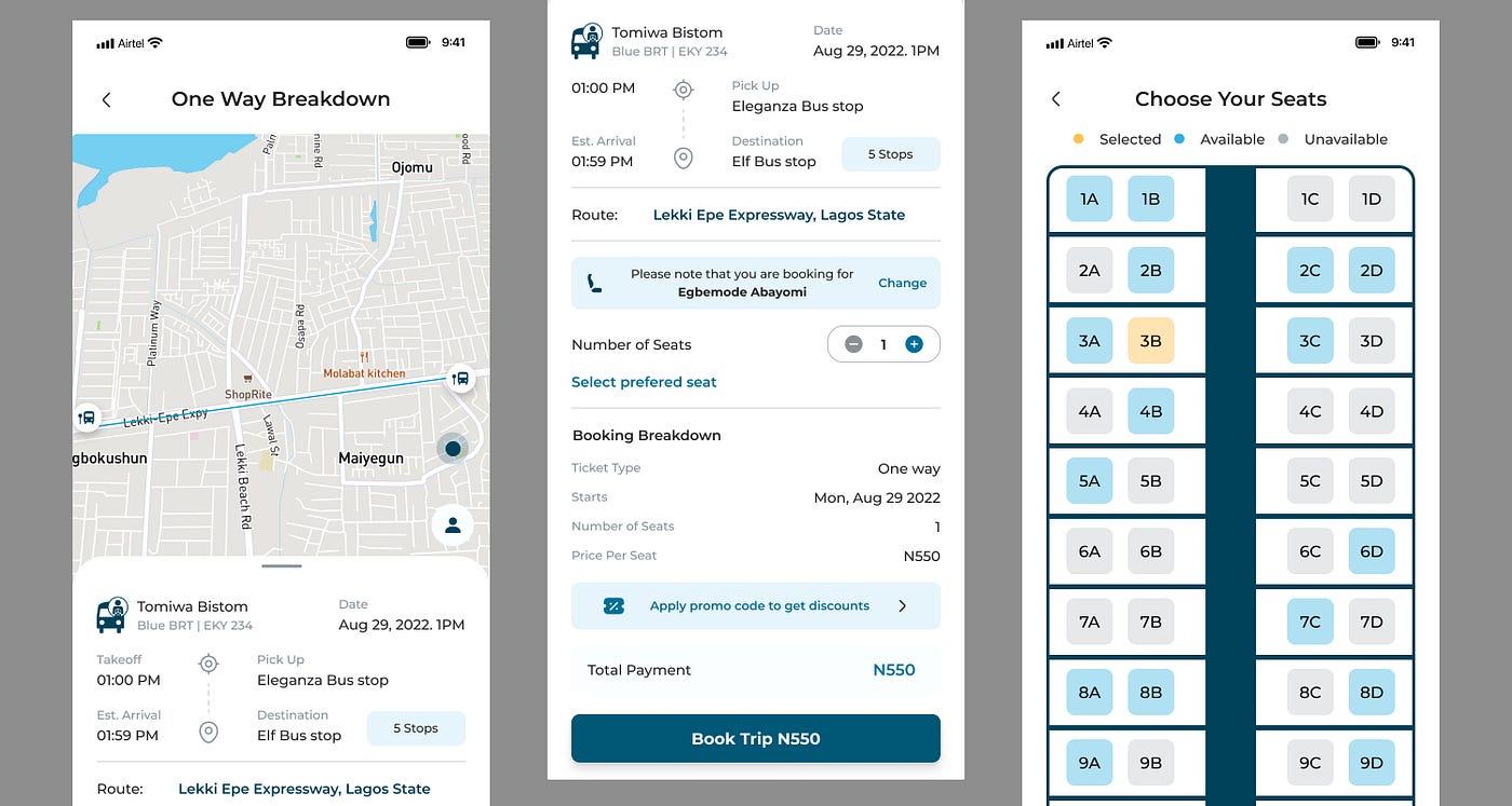 Order Information and Seat Reservation Screens.