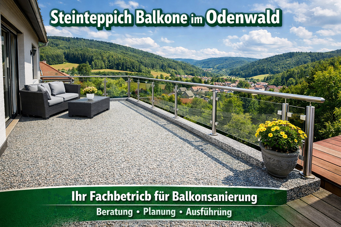 Suche im Odenwald Firma für Balkon mit Steinteppich — Fachfirma in Ihrer Nähe