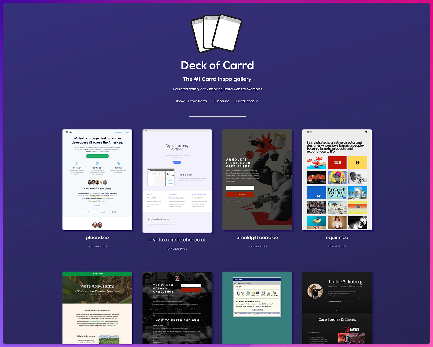 Deck of Carrd as it looks today