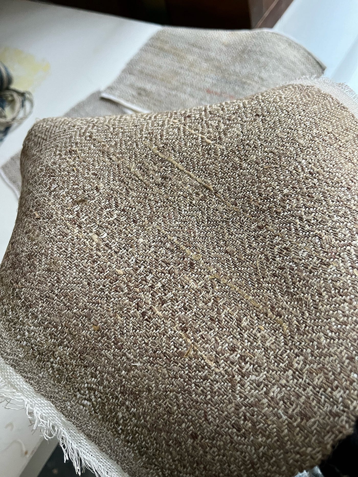 Some extra information about the Christmas present; The handspun and handwoven flax cleaning cloth…