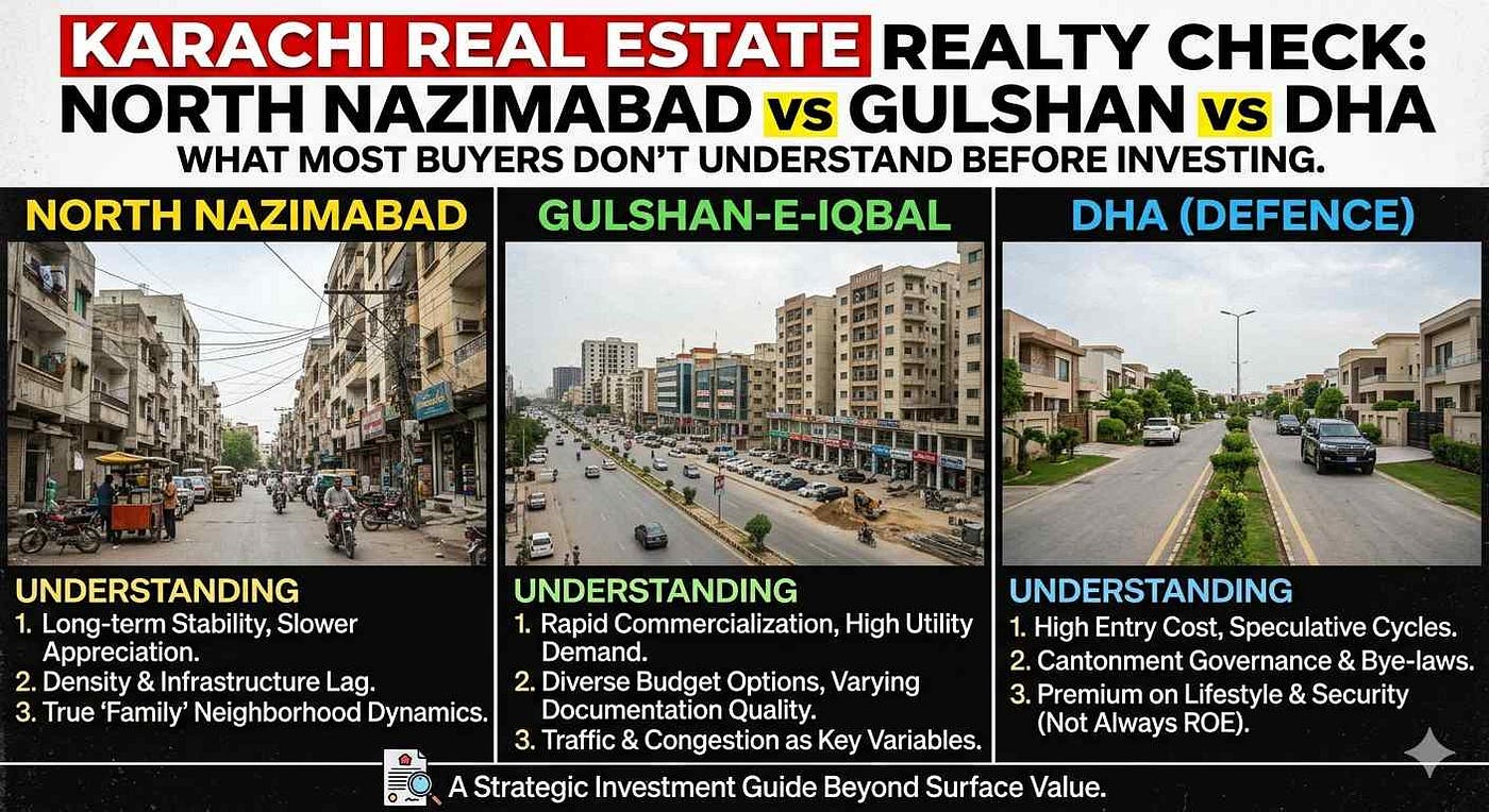 Karachi Real Estate Reality Check: North Nazimabad vs Gulshan vs DHA What Most Buyers Don’t…