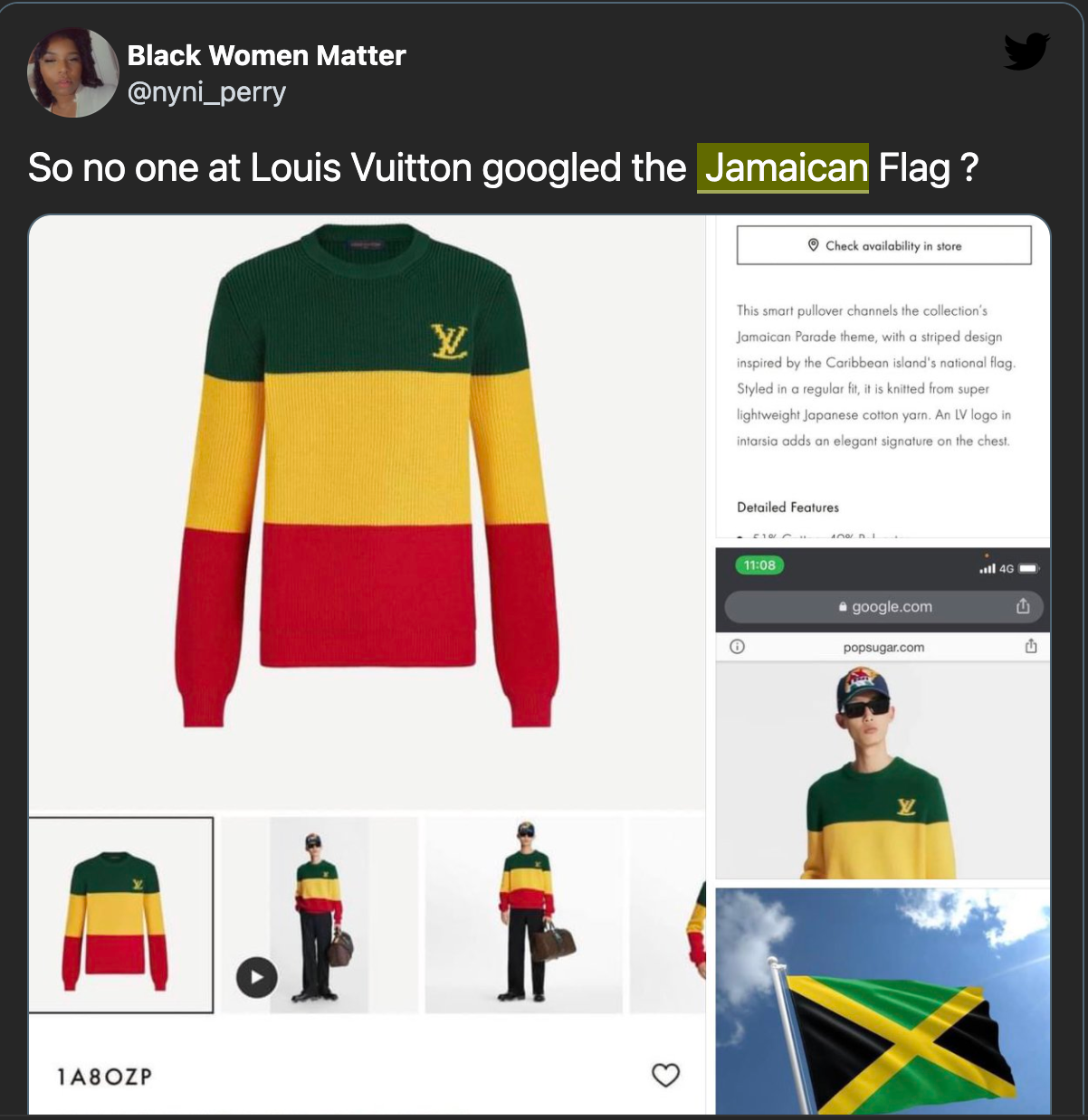 Louis Vuitton Says This Sweater Was Inspired by the Jamaican Flag. It's the  Wrong Color.