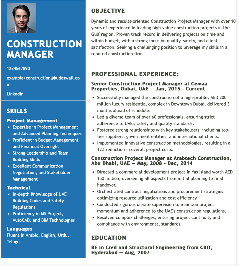 Construction Project Manager Resume Resume Writing Colorado