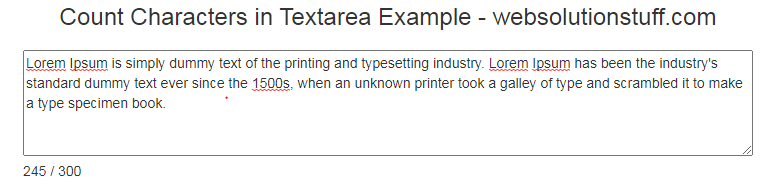 Textarea character counter