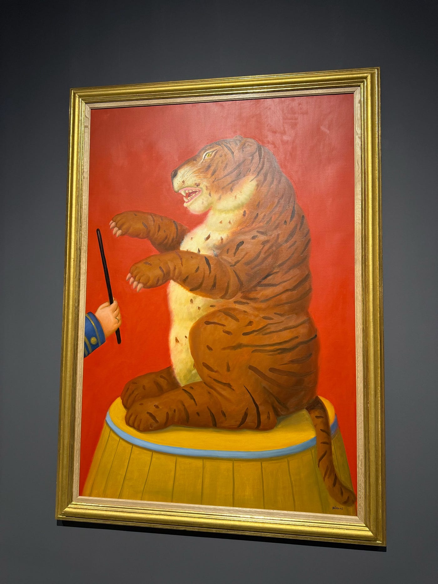 photo by author: striking vermillion in this oil painting simply titled – tiger