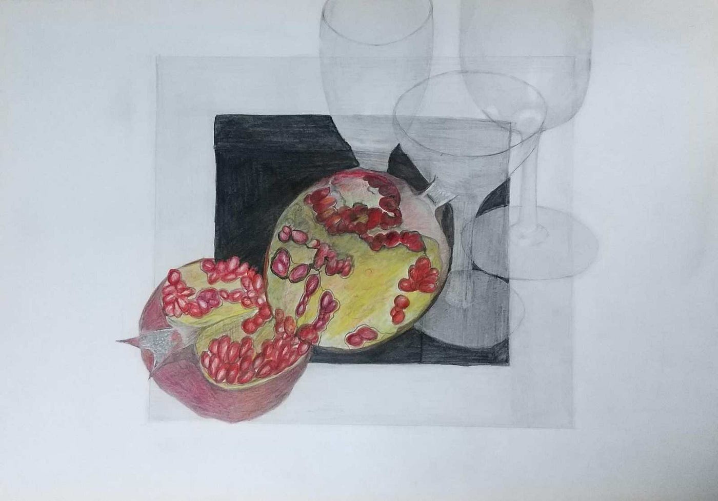Framework: Pomegranate and Wine Glasses