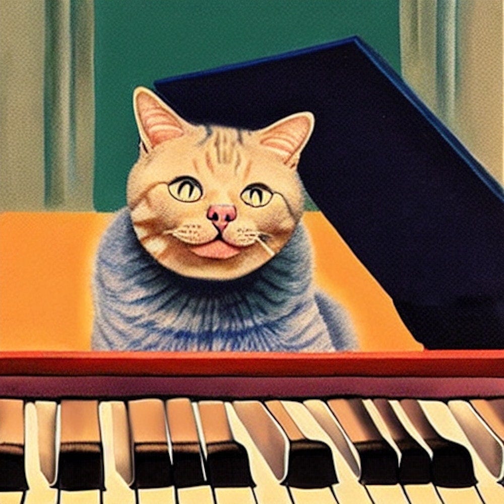 Cat Playing Piano, in the style of | by Ev Williams | Medium