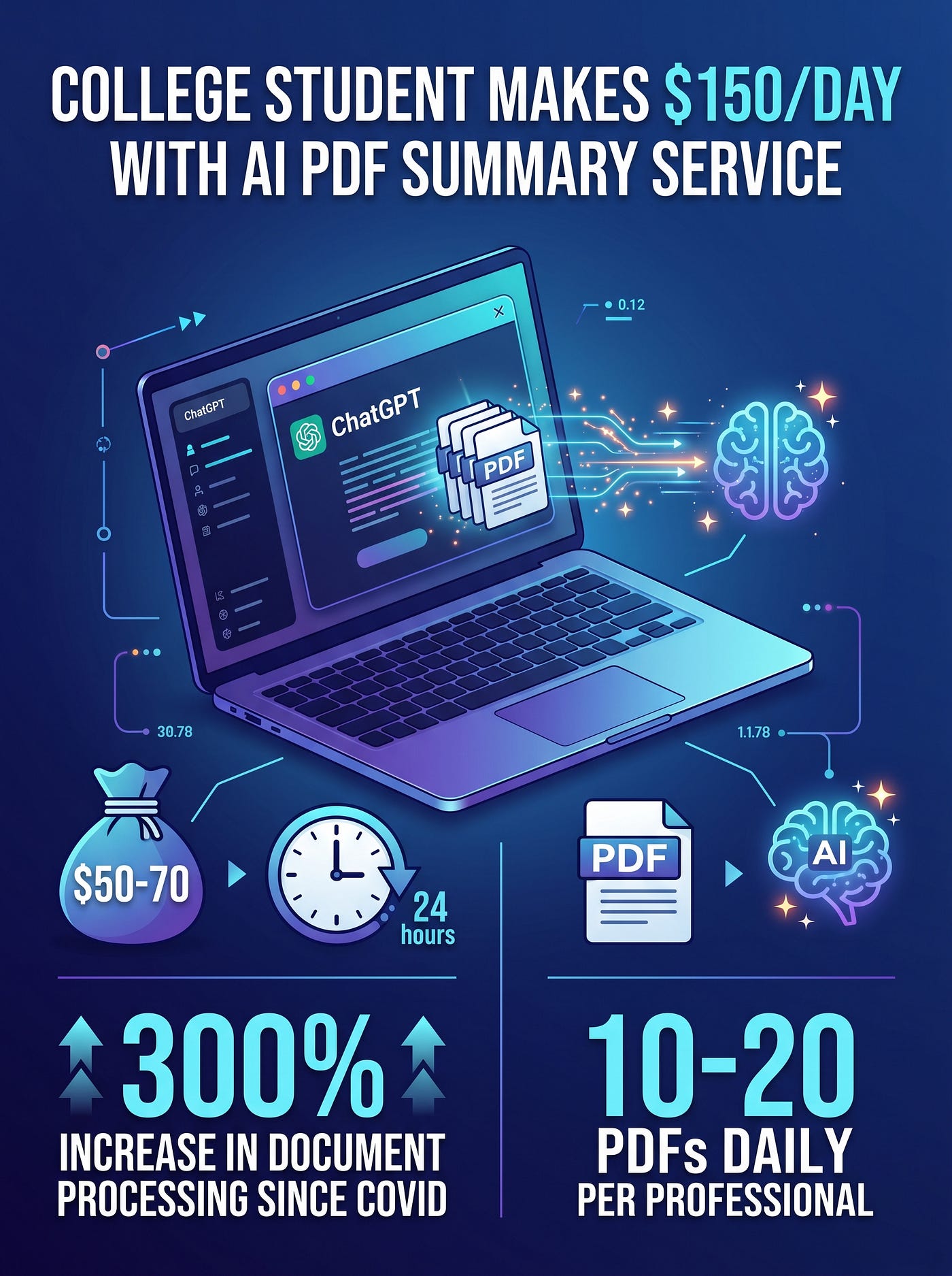 College Student Makes $150/Day With AI PDF Summary Service in 24 Hours