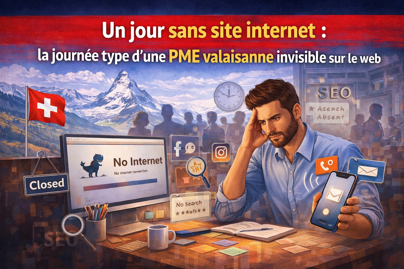Un jour sans site internet : la journée type d’une PME valaisanne invisible sur le web