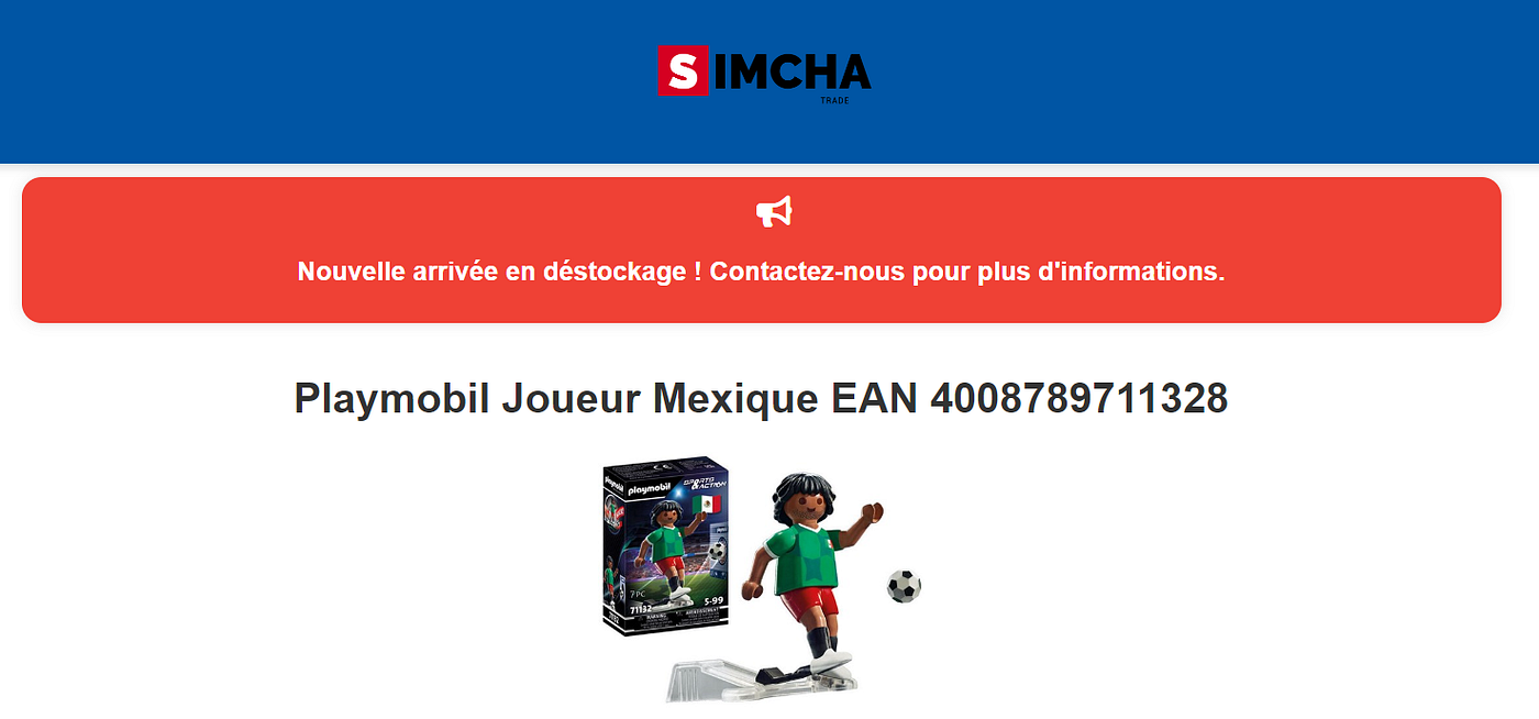 Déstockage Lot de Playmobil à 2 Euros : Playmobil Sports & Action Joueur Mexique 9.5x14.5cm