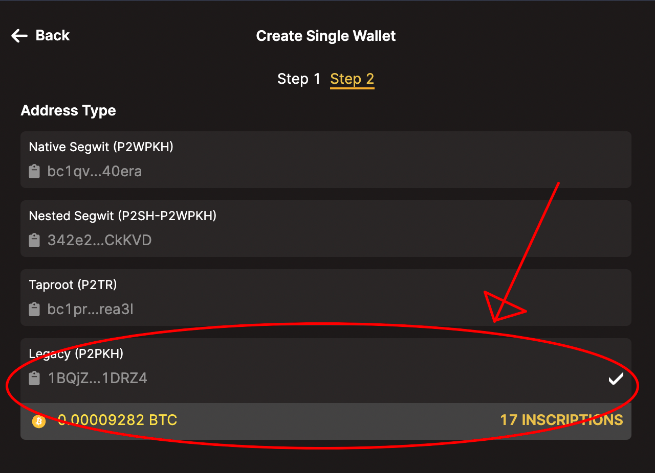 How to use ordinals wallet with a BTC legacy 1address | by Patrick Collins  | Medium