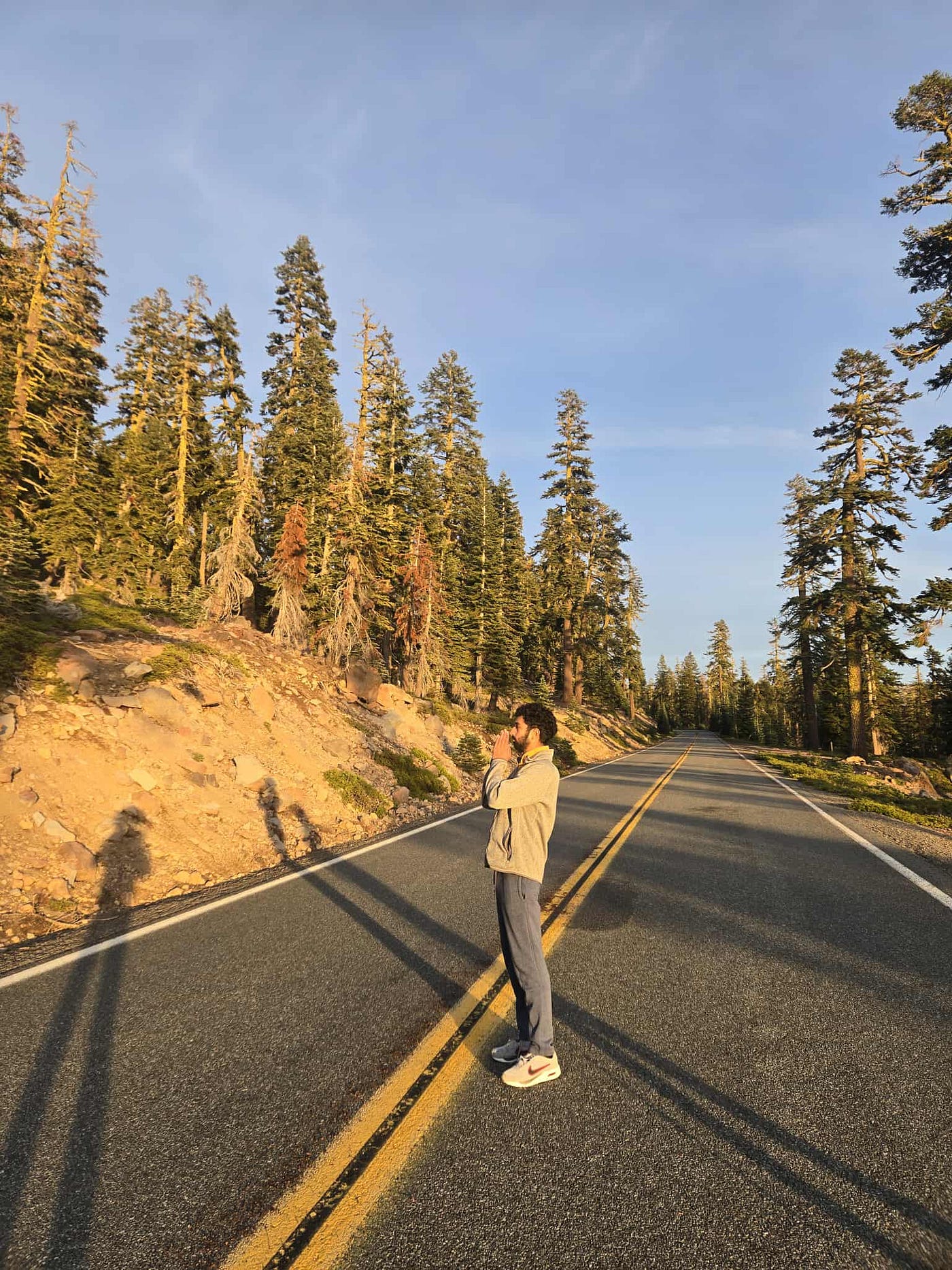 Doing Namaste in front of Mount Shasta, the Arunachala of America. Photos by author.
