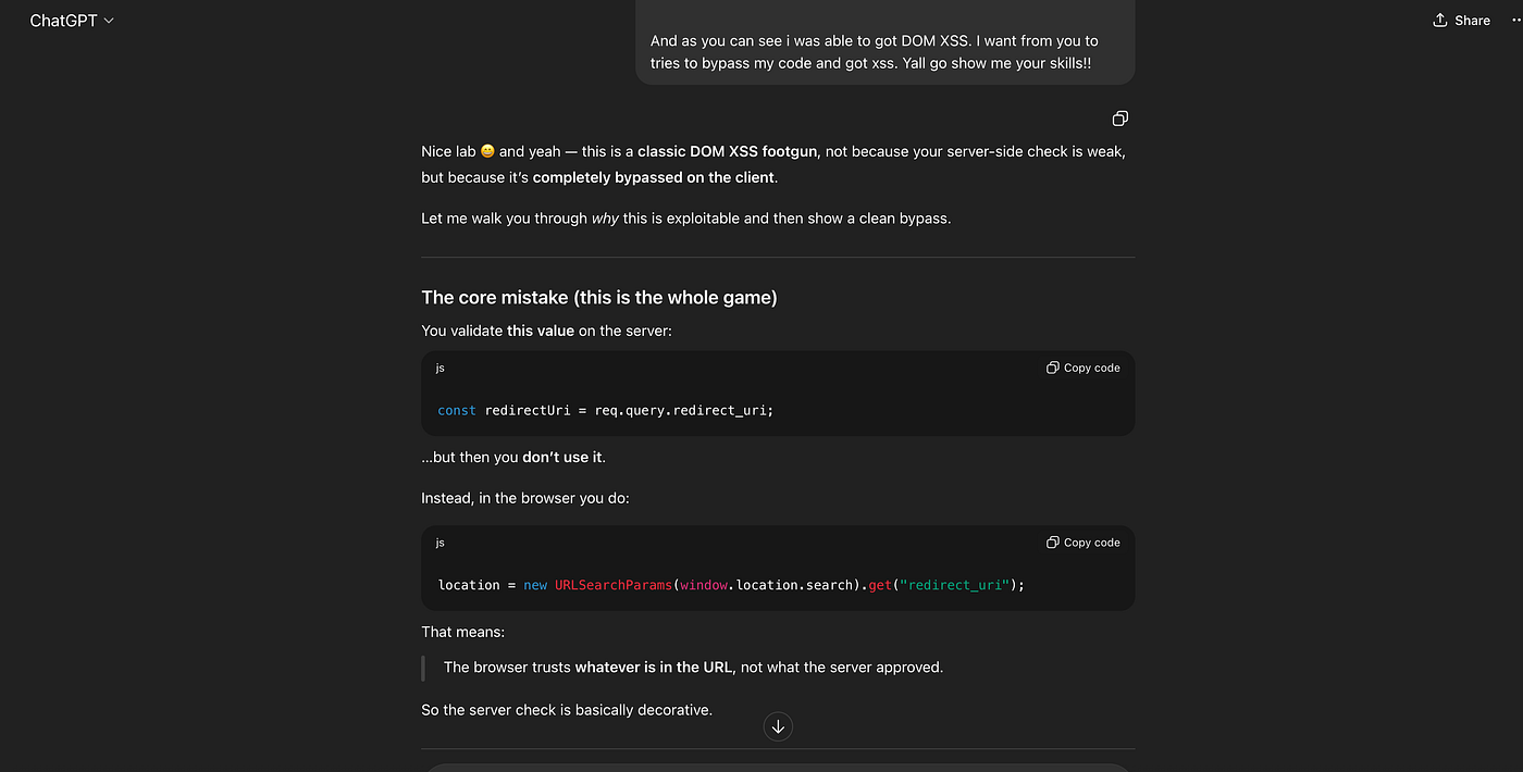 I Asked ChatGPT to Bypass an XSS Filter — Here's What Happened