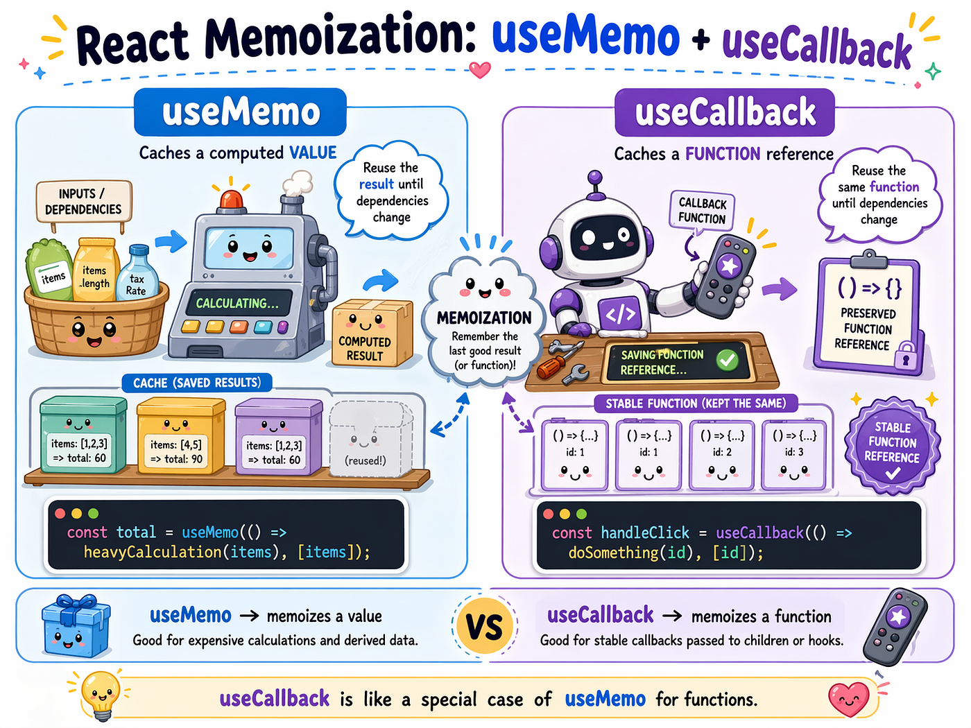 React useMemo() vs useCallback()