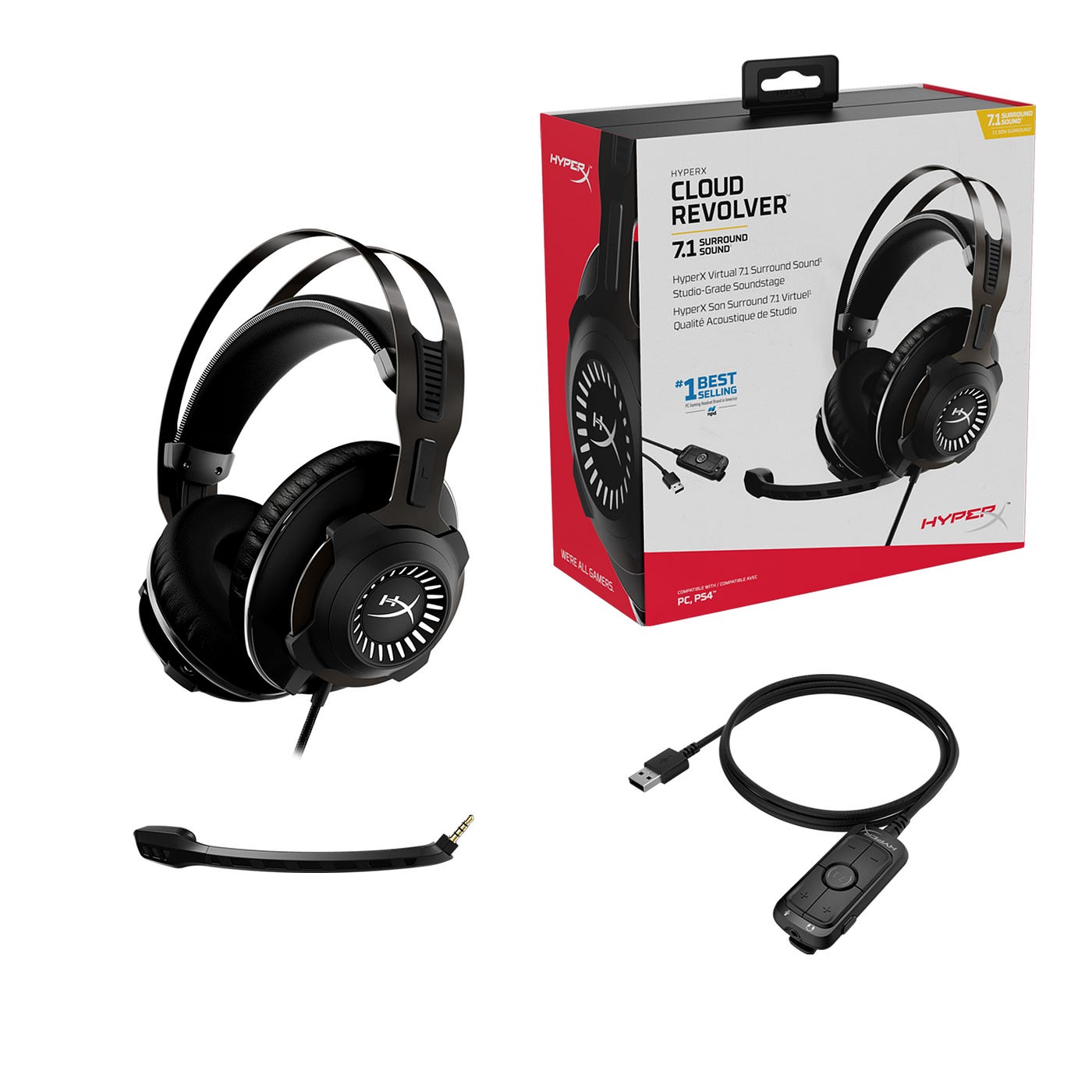 HyperX Cloud Revolver + 7.1 ゲーミングヘッドセット 7.1ch PS4 PS5