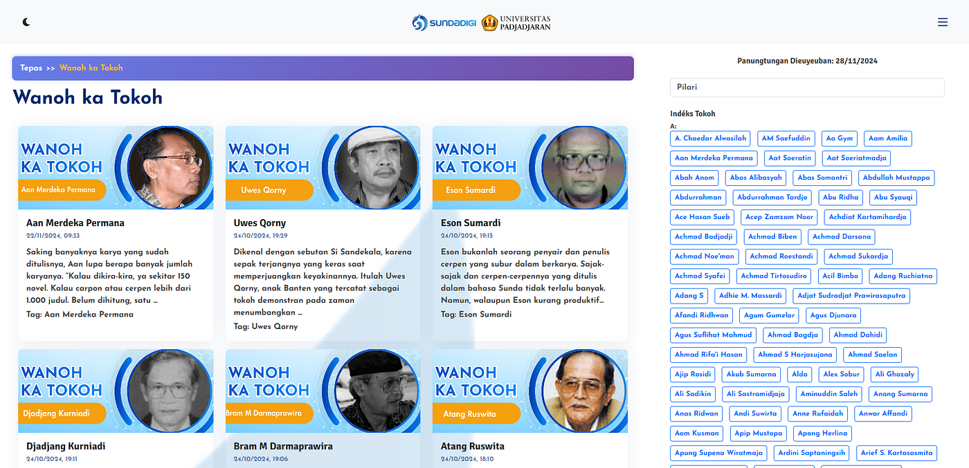 Fitur Wanoh ka Tokoh di SundaDigi: Jendela Digital Tokoh Sunda