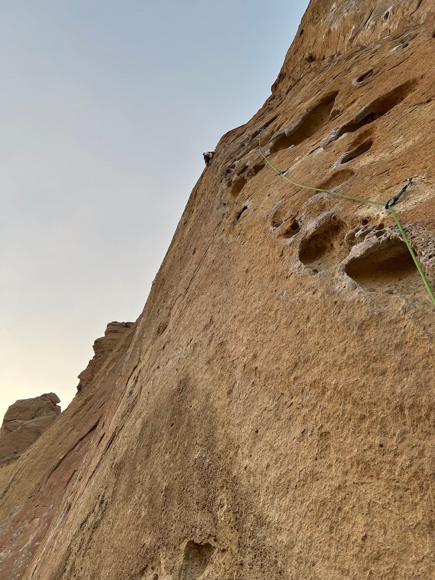 Left: Sunset in Smith Right: Russ leading one of the first climbs we did.