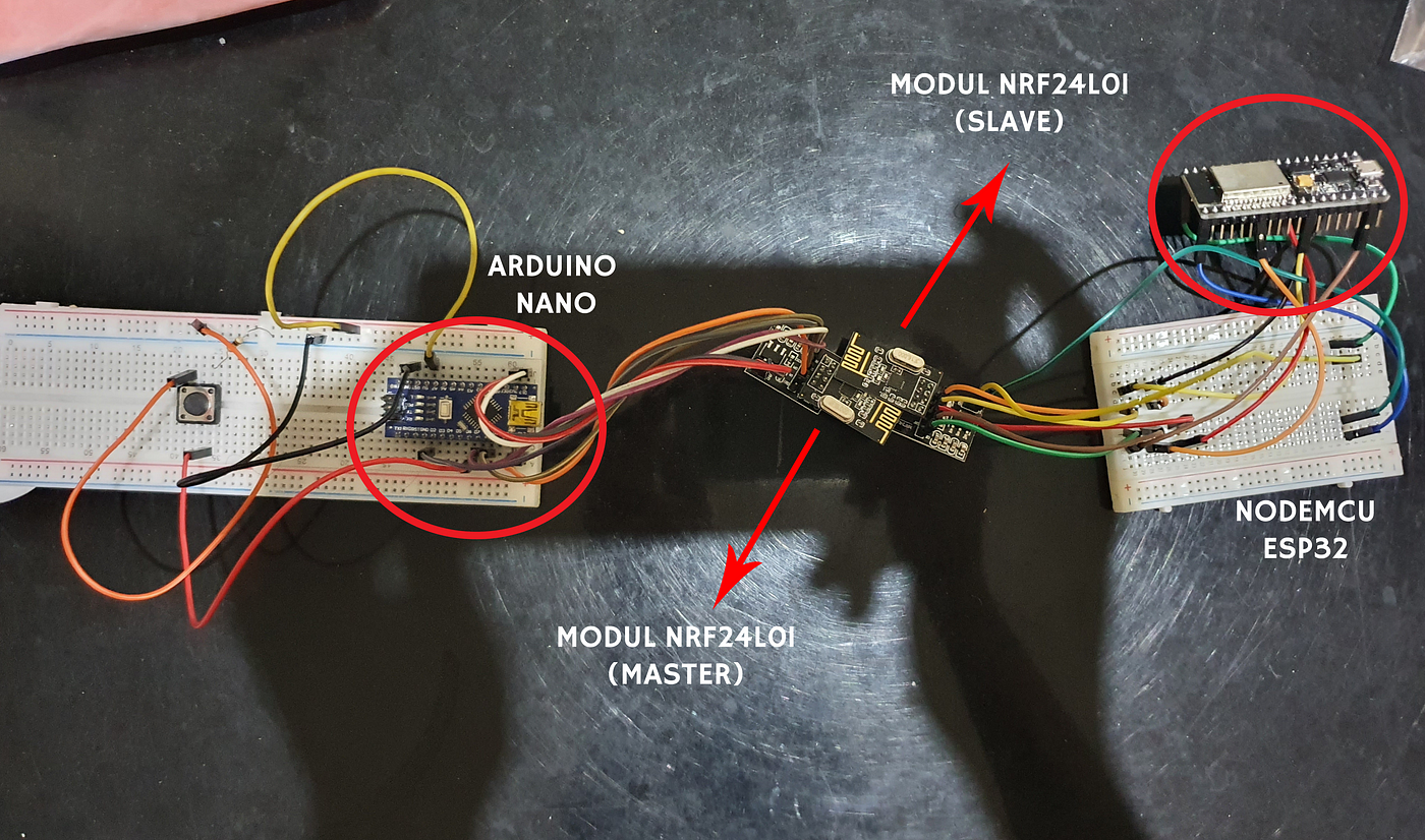 Wireless Communication between Arduino and NodeMCU using NRF24L01