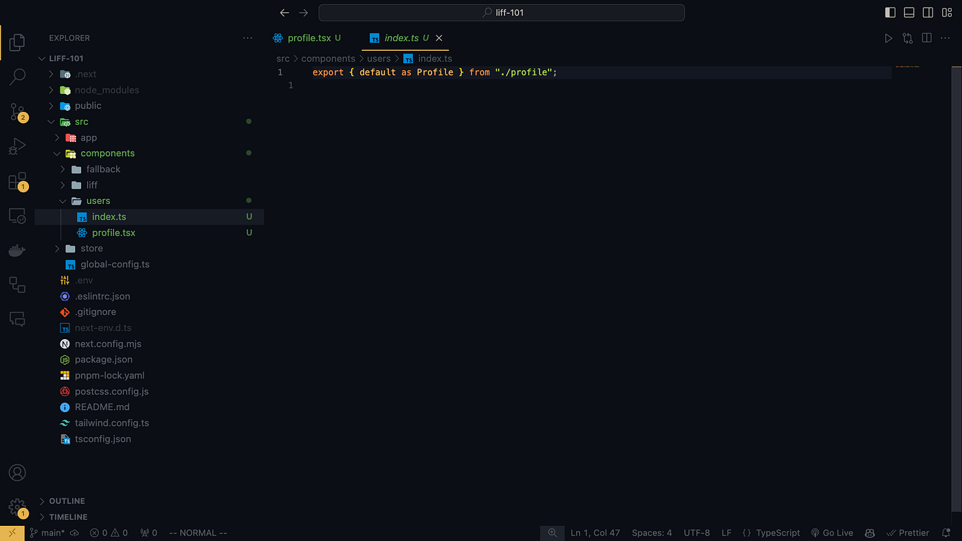 สร้างไฟล์ index.ts เพื่อทำการ export components ใน /src/components/users