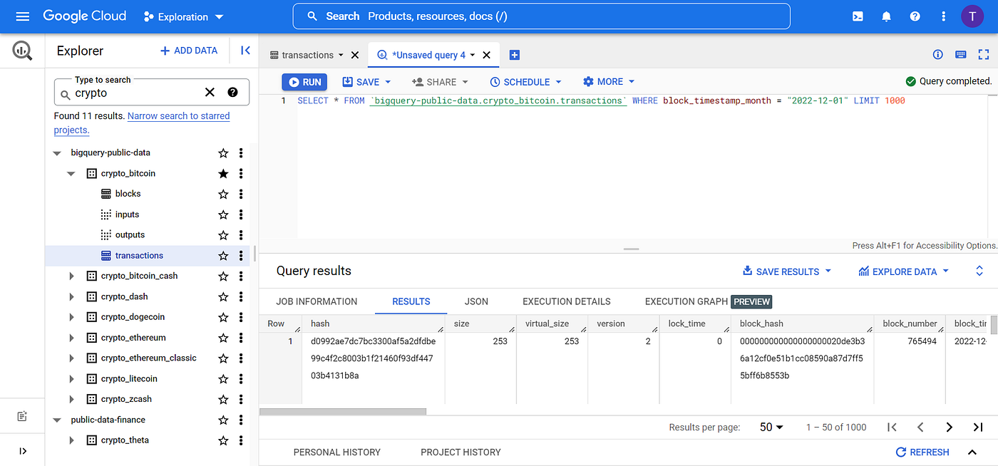 Explore Cryptocurrency Public Datasets with BigQuery | by Vivien Chua |  Medium