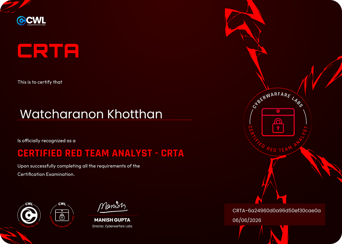 รีวิว CRTA | Certified Red Team Analyst