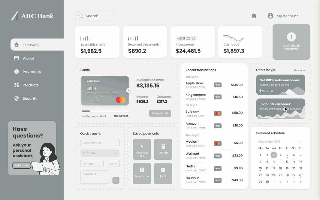 Online Banking System Interface