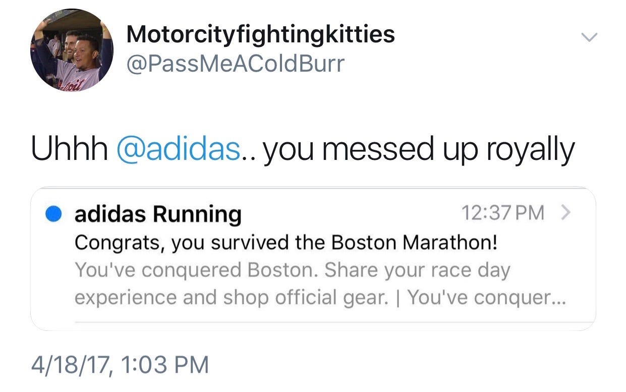 Adidas' Boston Marathon Congratulatory Email Causes Major Backlash | by  Claudia Witczak | Medium