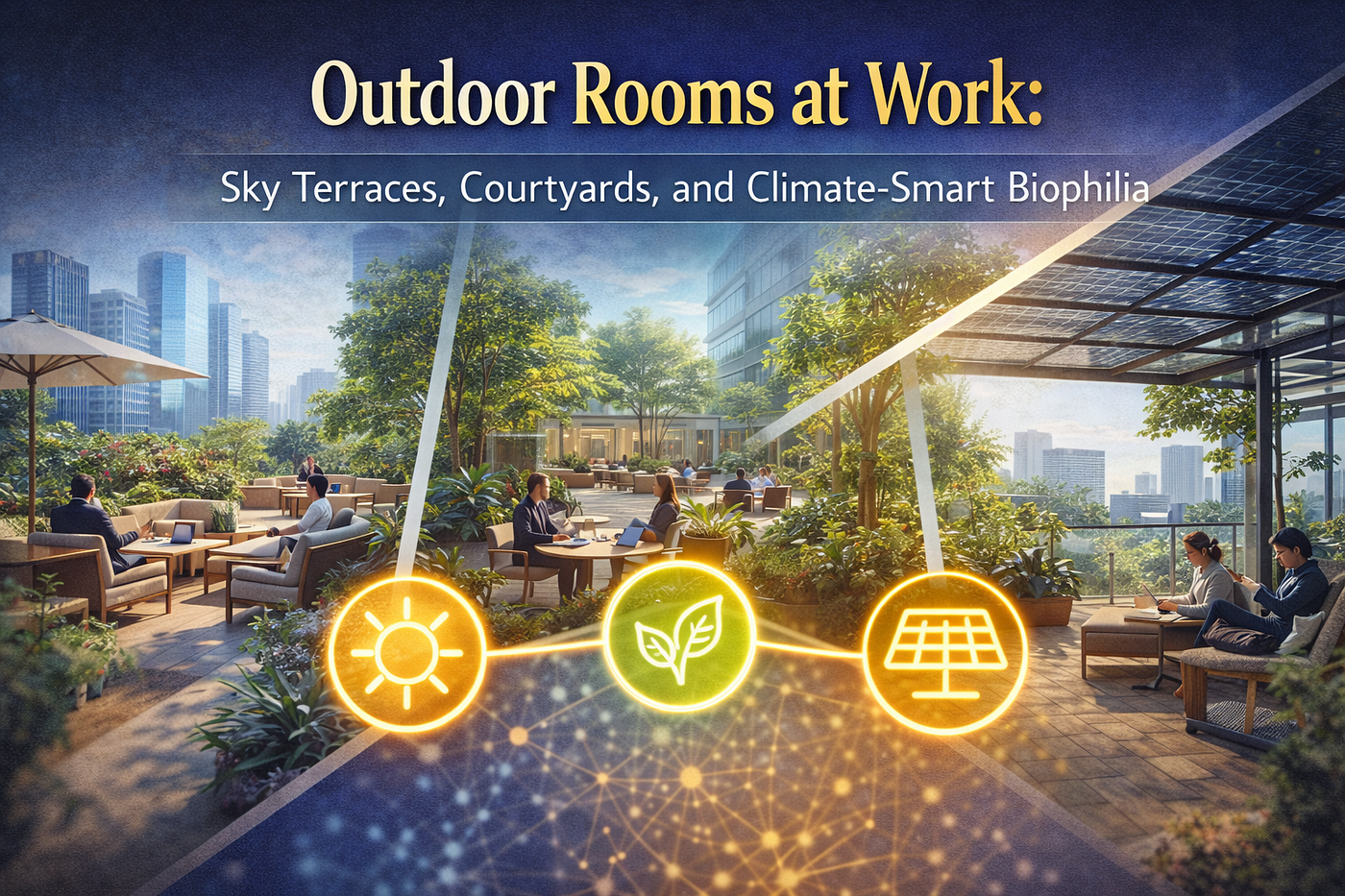 Outdoor Rooms at Work: Sky Terraces, Courtyards, and Climate-Smart Biophilia