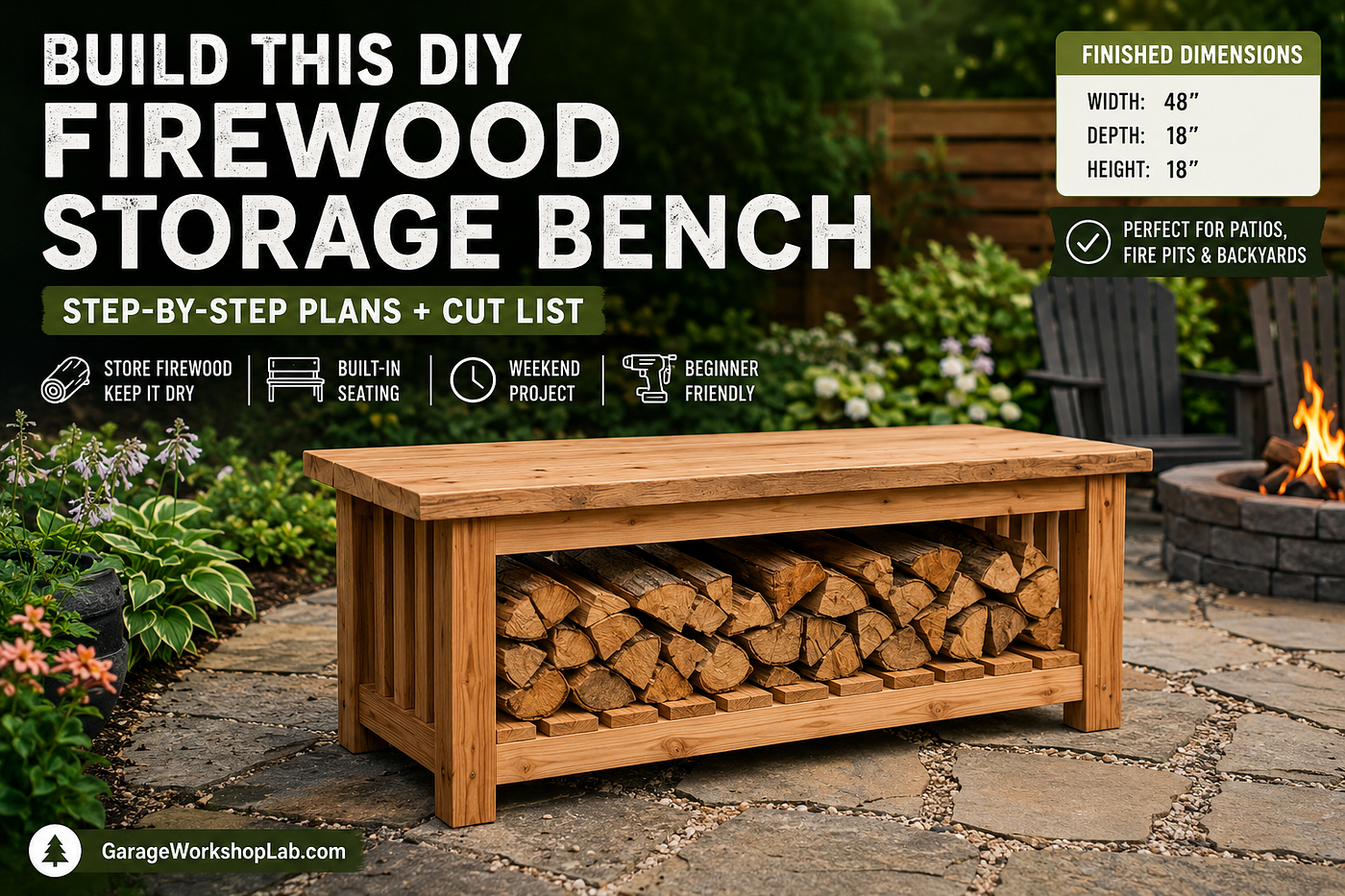 🔧 Build a DIY Outdoor Firewood Storage Bench (Step-by-Step Guide)