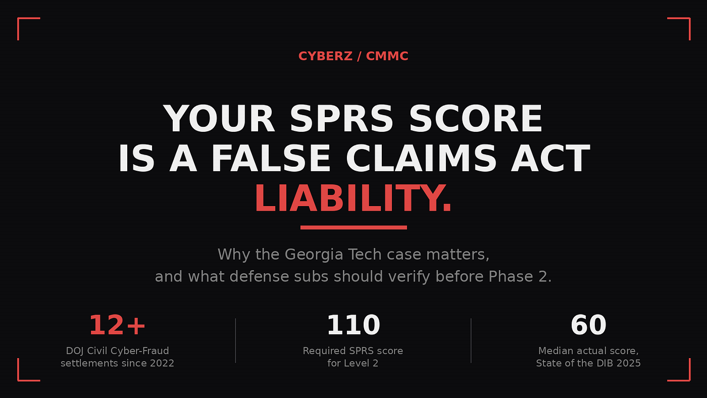 Your SPRS Score Is a False Claims Act Liability. Here’s Why the Georgia Tech Case Matters.