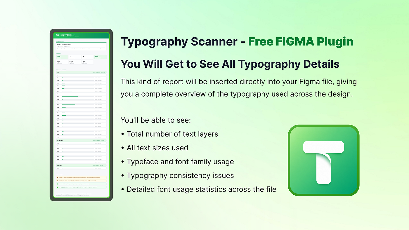 Typography Scanner Free Figma Plugin — Built by Nafisa Tarannum Disha