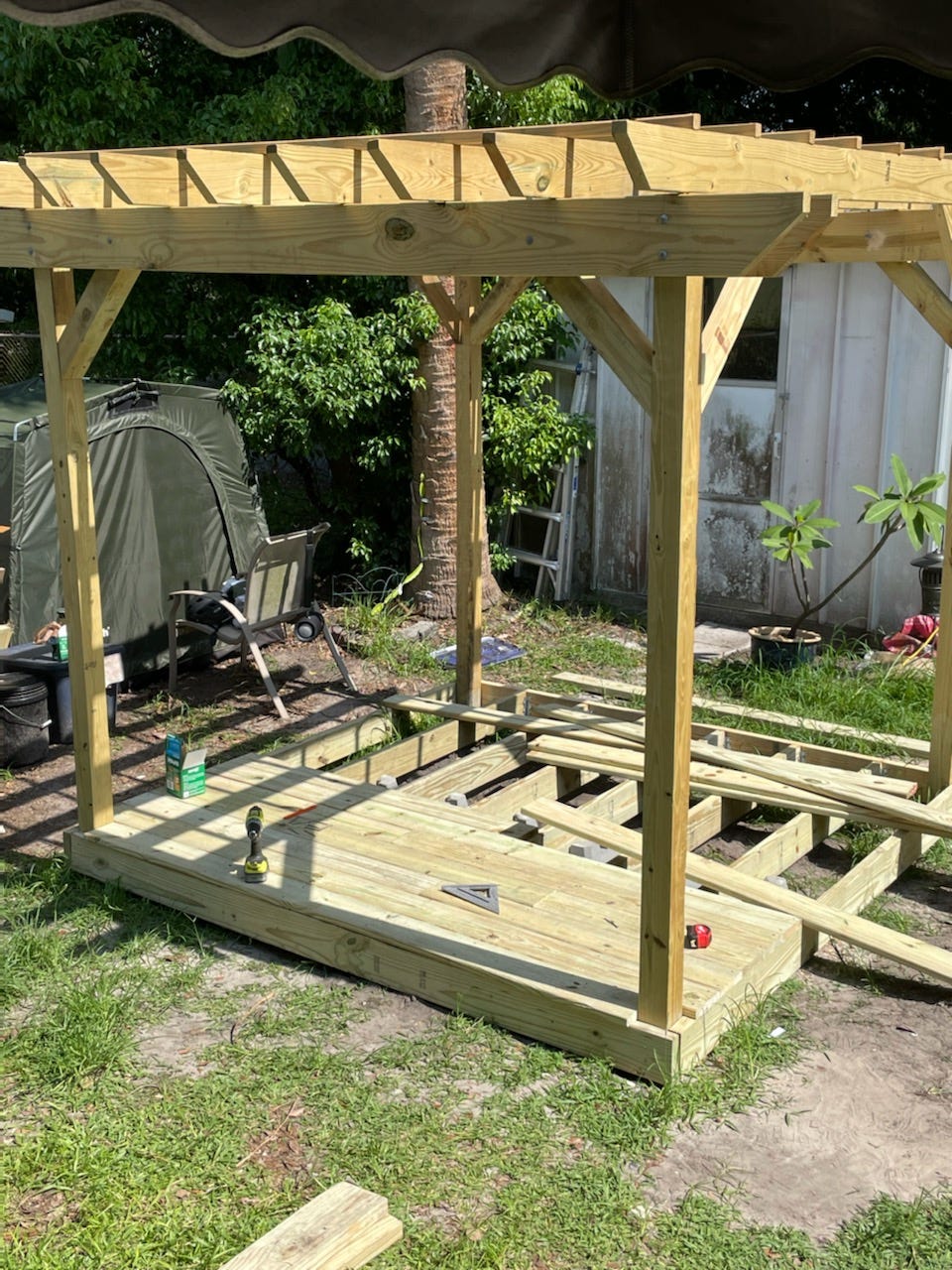 DIY Backyard Deck & Pergola. Ever since we nixed our idea of adding… | by  Clayton Long | Medium