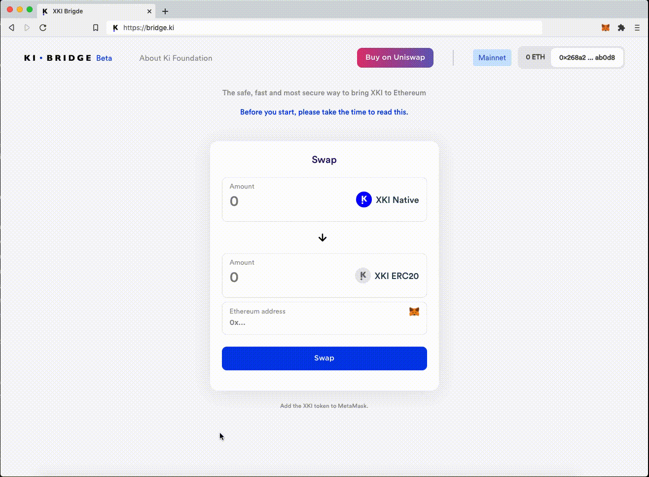 KiChain: How to use the Ki Bridge | by Tarek Awwad | Ki Foundation | Medium