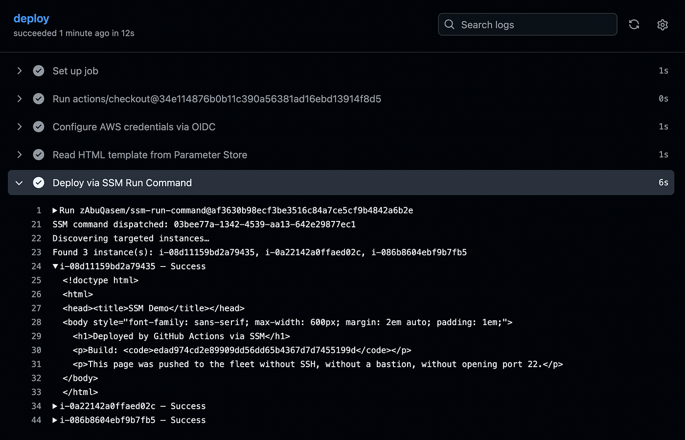 AWS SSM: Deploying with GitHub Actions