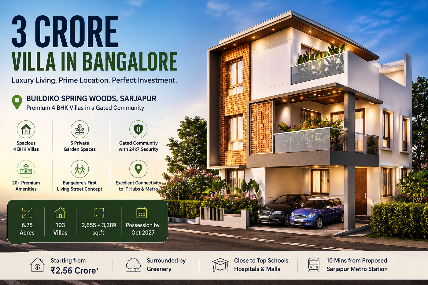 3 Crore Villa in Bangalore: Premium Luxury Living at Buildiko Spring Woods
