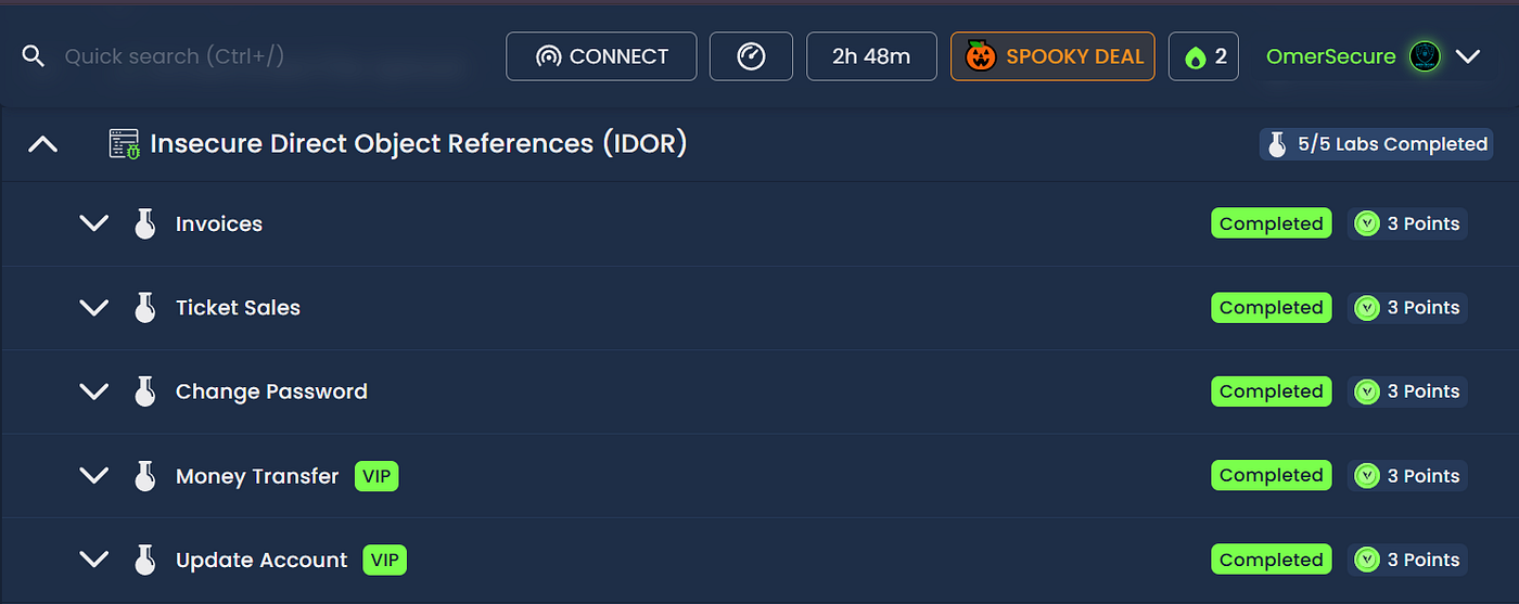 Hackviser  —  Insecure Direct Object References (IDOR) Labs