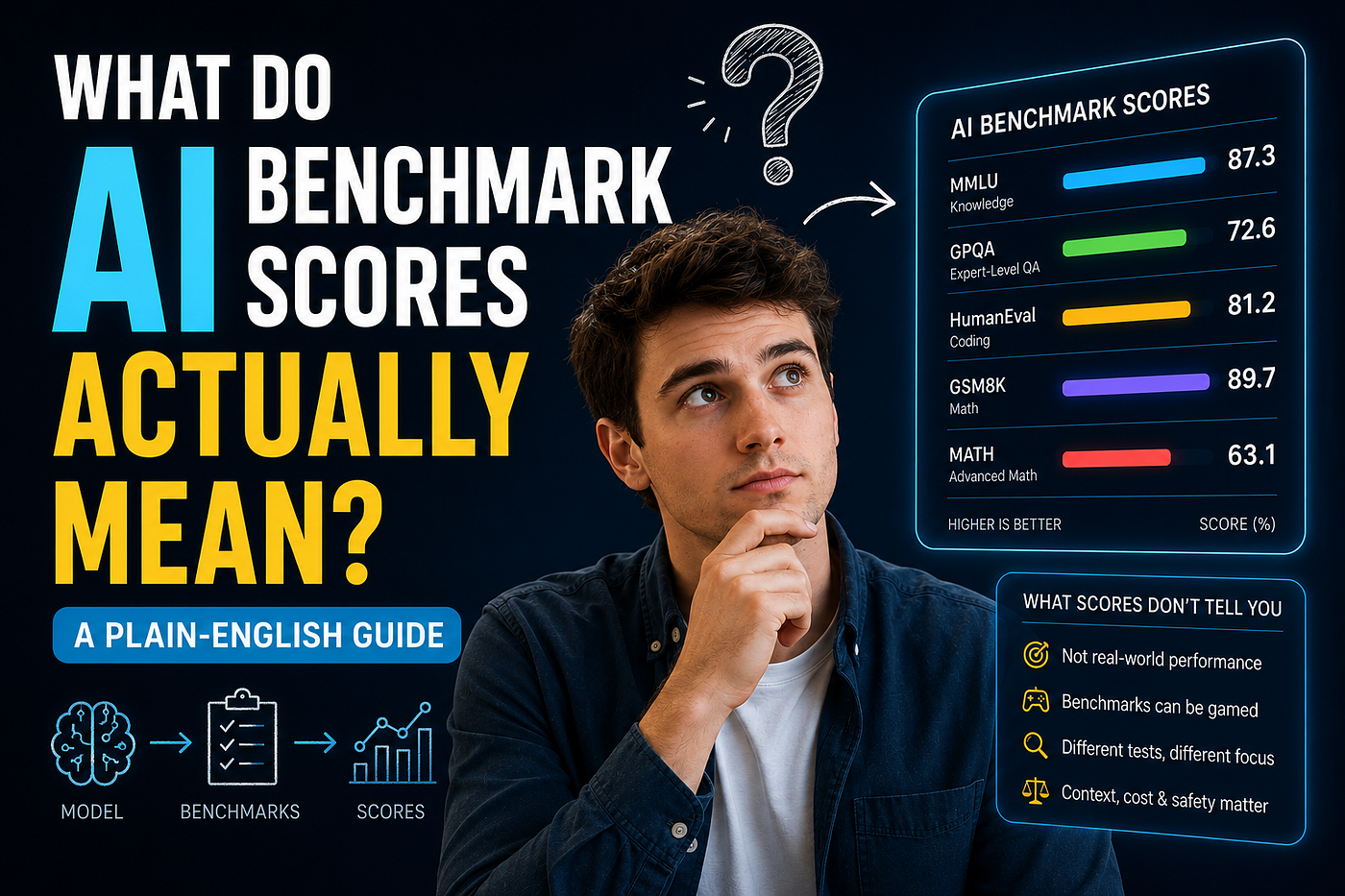 What do AI benchmark scores actually mean? A plain-English guide