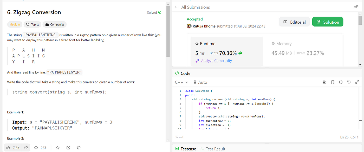Leetcode 6 : Zigzag Conversion. Leetcode 6 : Zigzag