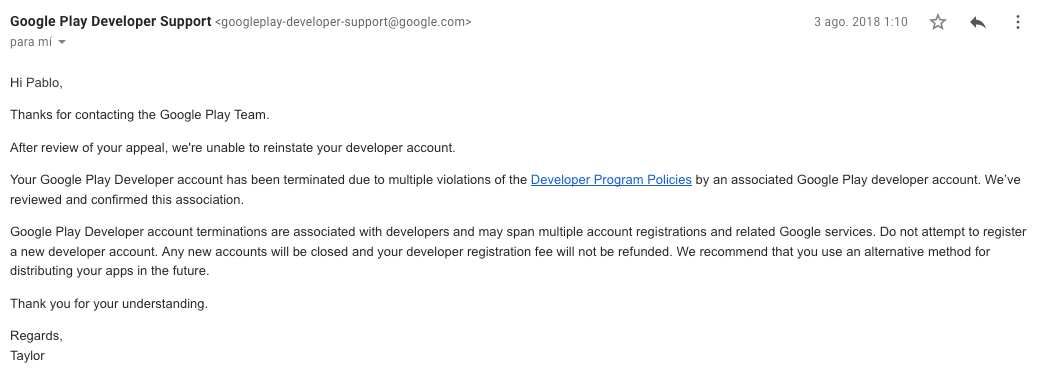 Account terminated for something I didn't do, what do I do? - Platform  Usage Support - Developer Forum