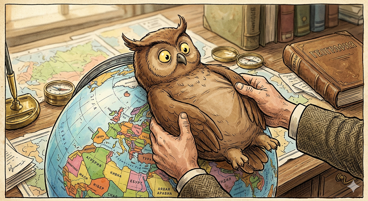 How to stretch an owl onto a globe (a true story)