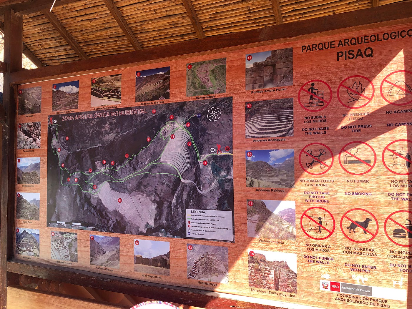 Parque Arqueológico Pisac 的全區地圖