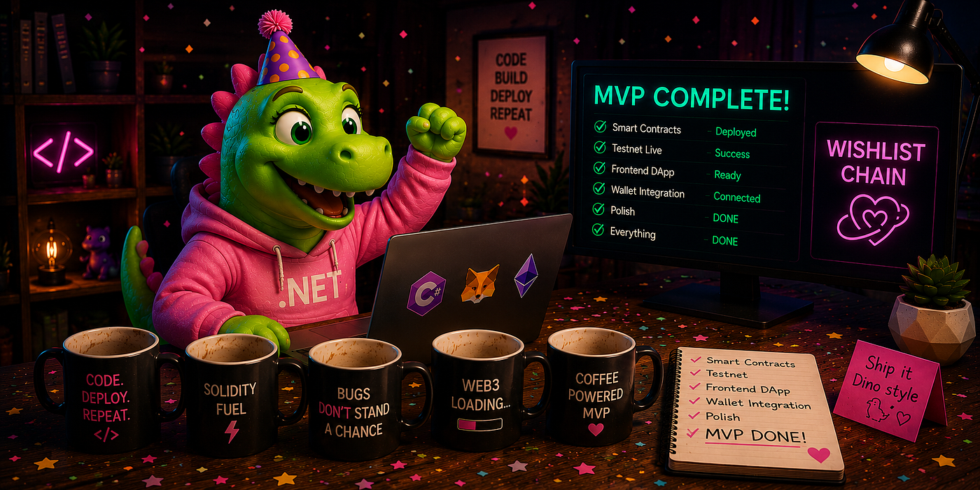 A .NET Dinosaur in Web3. Day 9–10 — MVP of WishList Chain