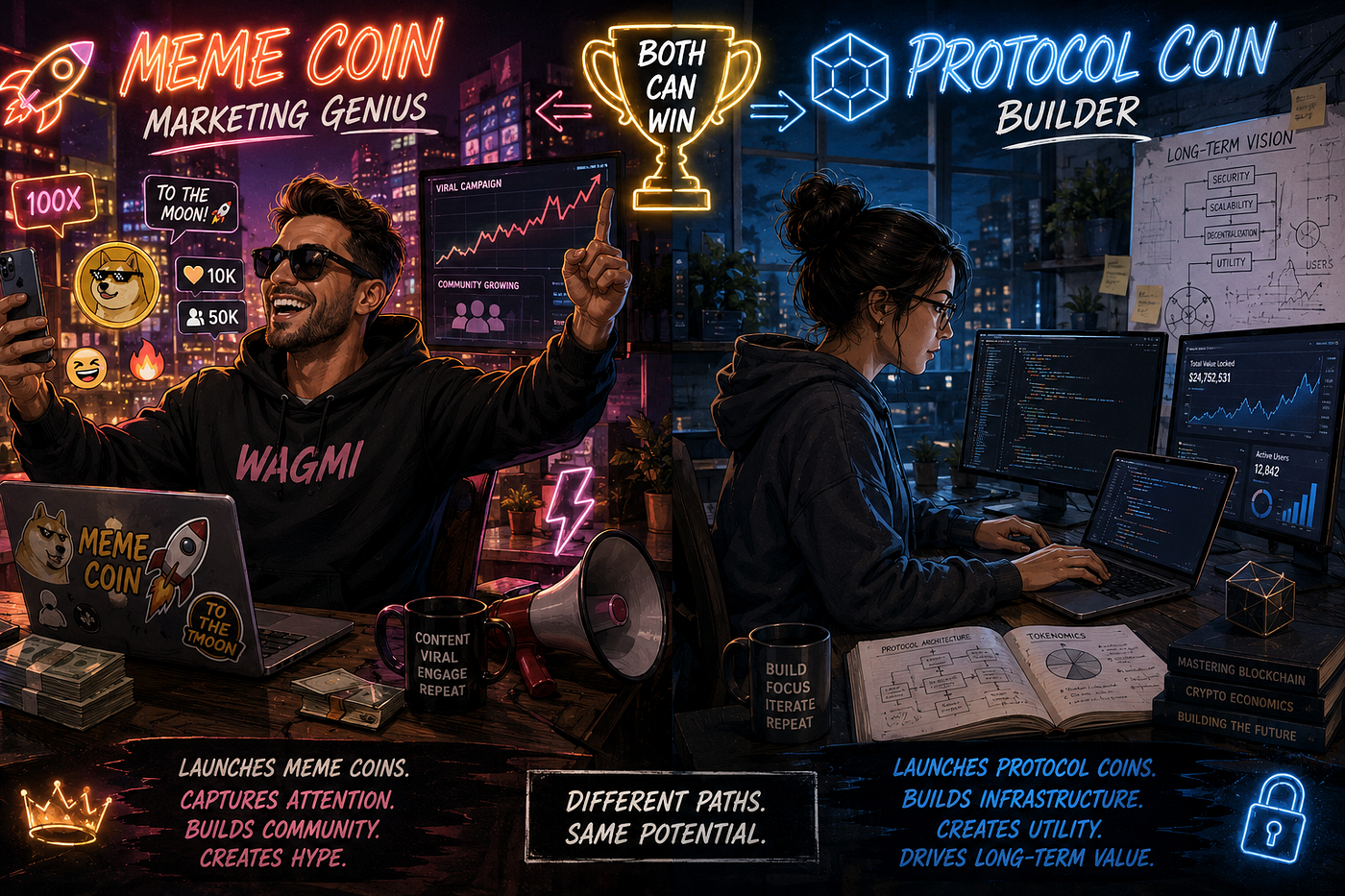 Meme coin vs Protocol coin
