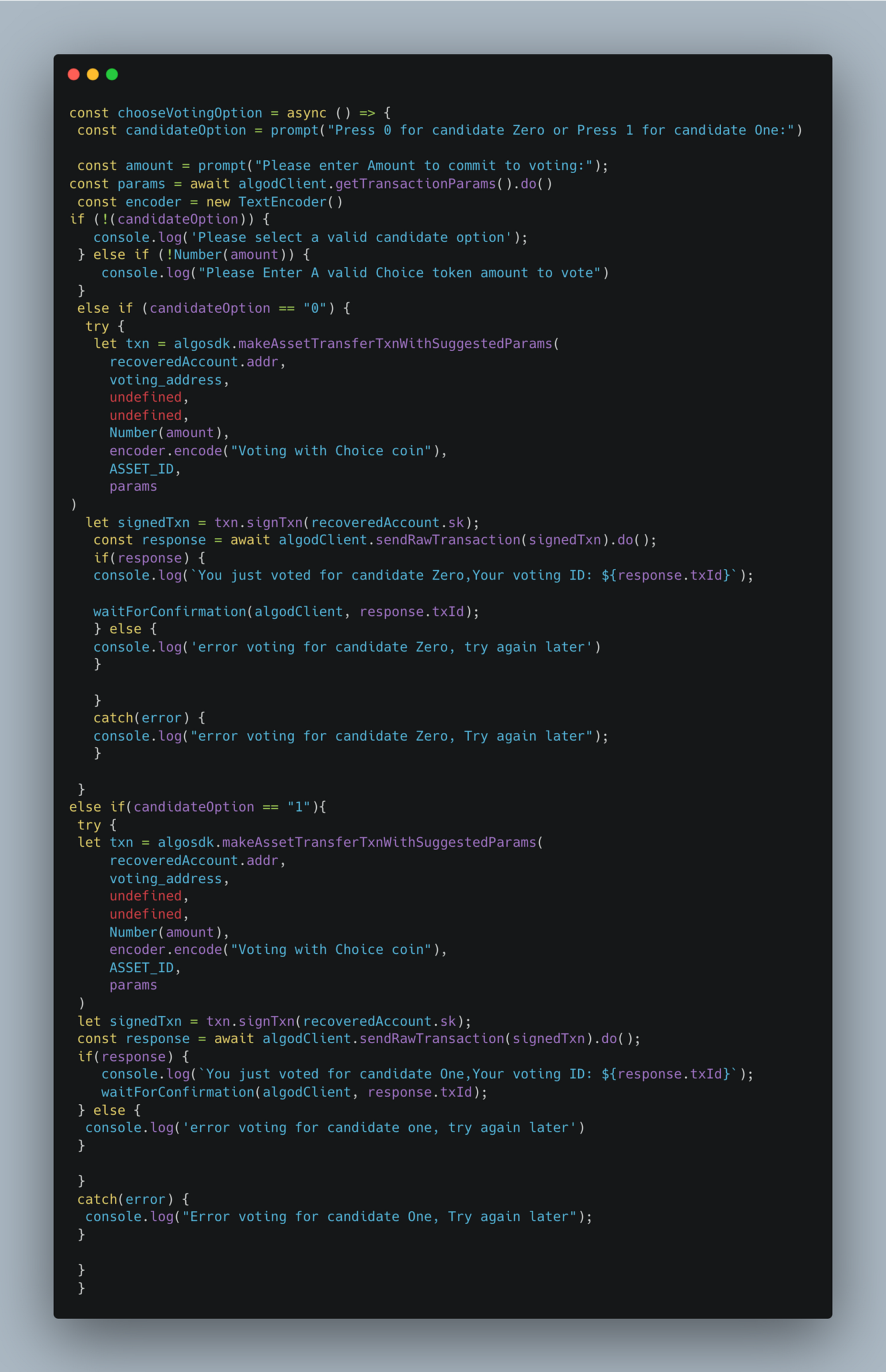 Build a decentralized voting app with Choice Coin and Javascript algorand  SDK Using NodeJs | by Samuel Tosin | CoinsBench