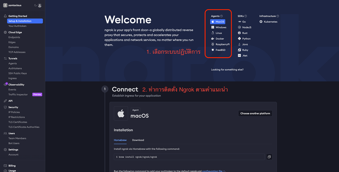 การติดตั้ง Ngrok