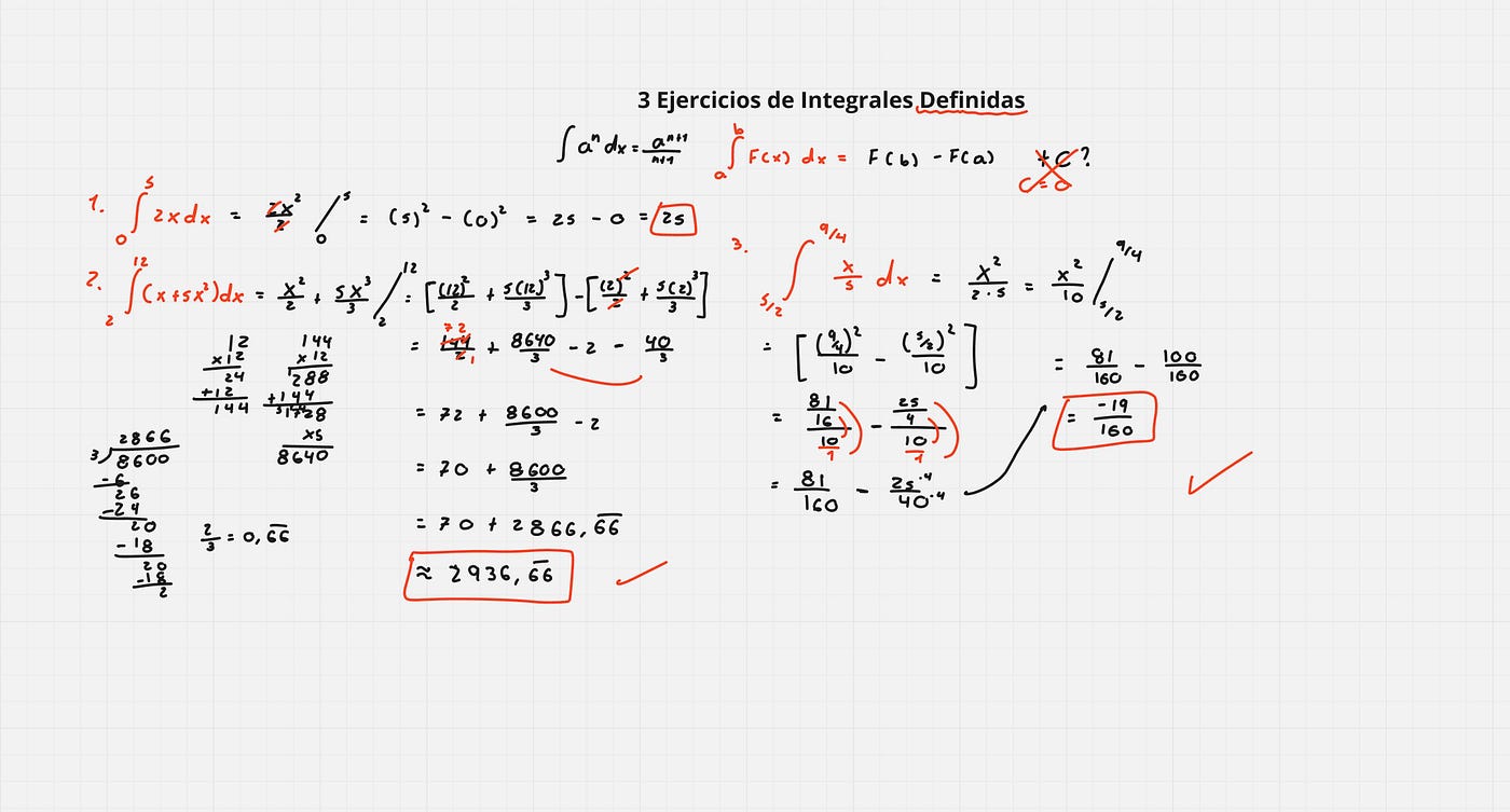 3 Ejemplos de Integrales Definidas