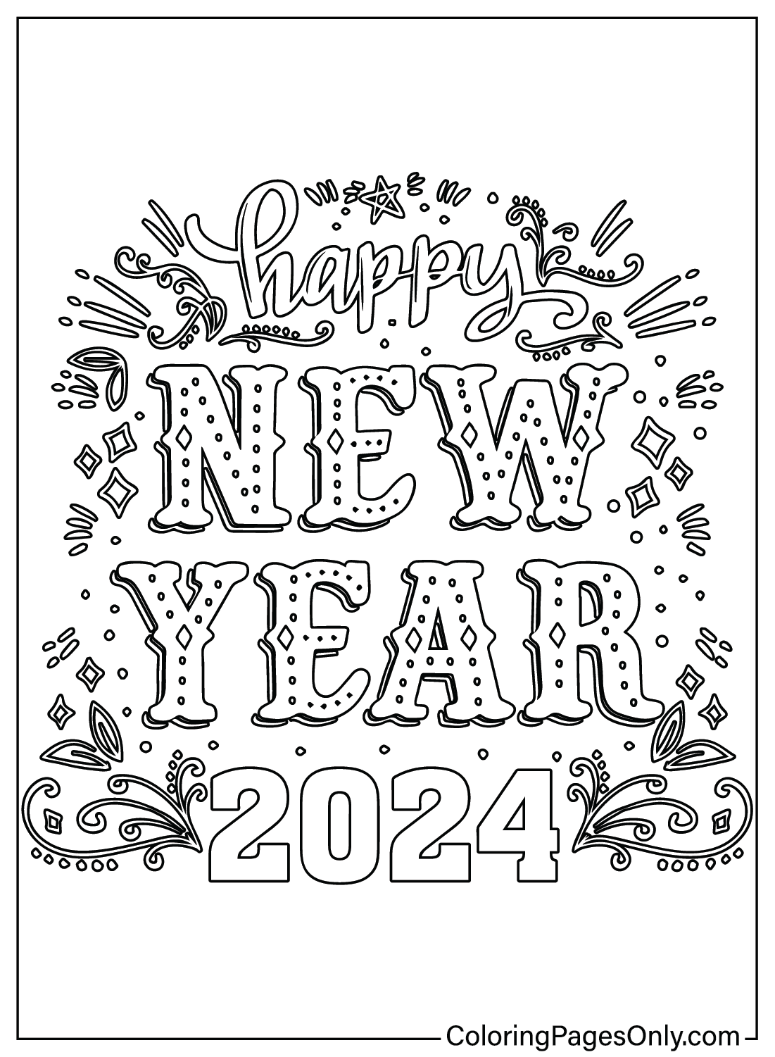 Free Printable New Year Coloring Pages for 2024