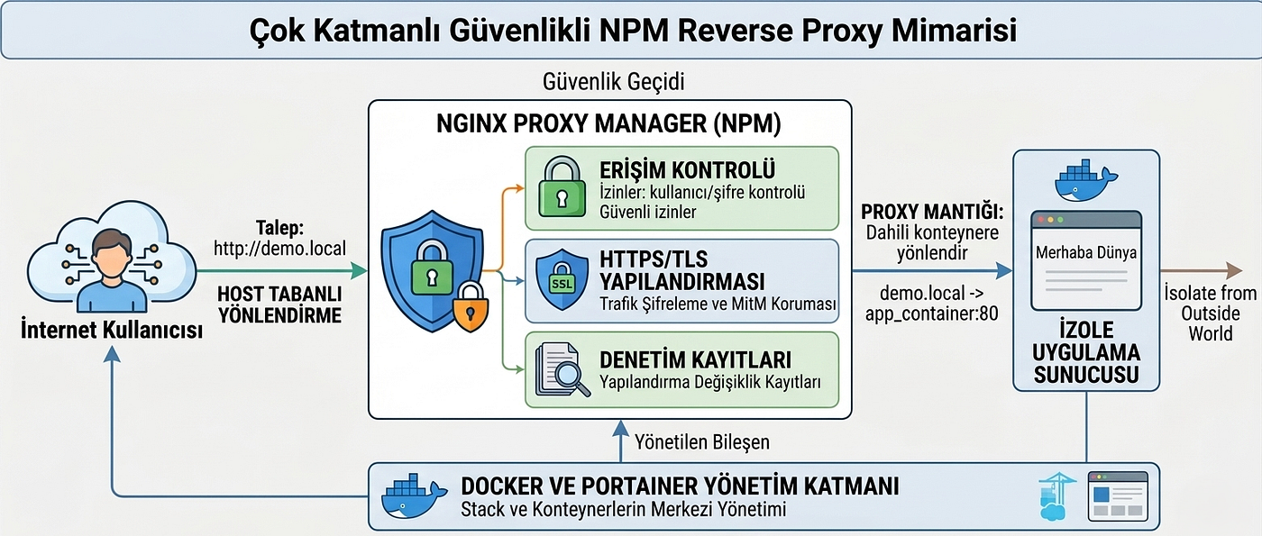 Docker’da Reverse Proxy ve Güvenlik: Nginx Proxy Manager ile Uygulama Koruma Rehberi